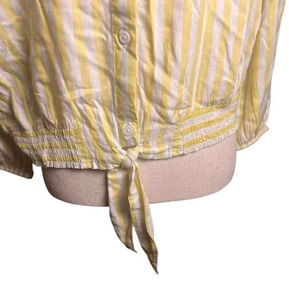 Beach Lunch Lounge Women’s Yellow Striped long sleeve Stretch Waistband Size M - Picture 8 of 13